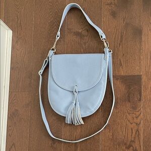 Light Blue Leather Bag Made in Italy - New